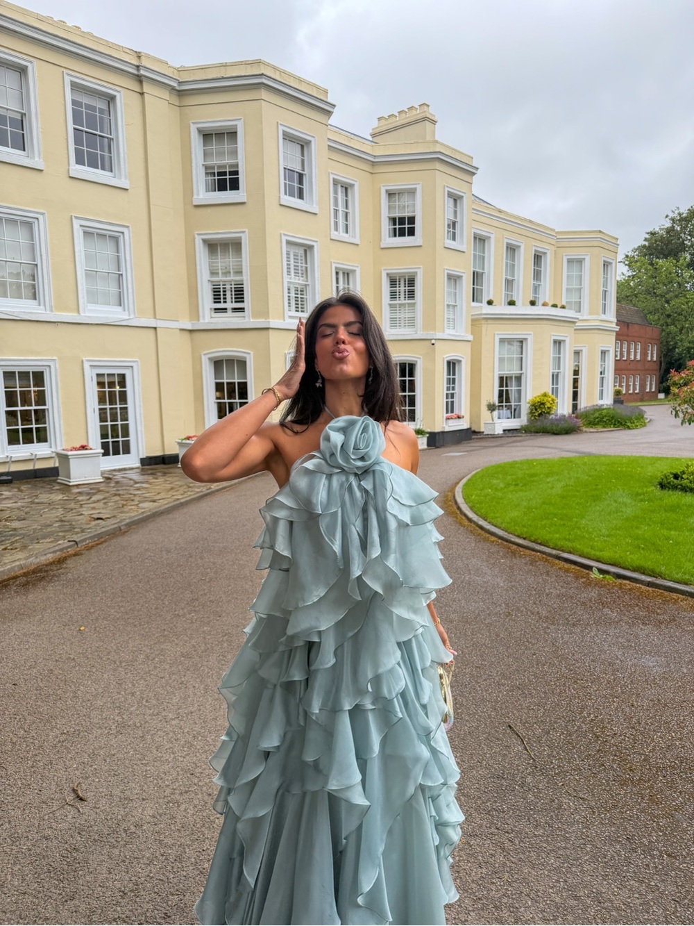 Mac Duggal Trapeze ruffle layered gown